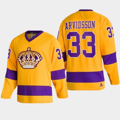 Adidas Los Angeles Kings #33 Viktor Arvidsson Team Classics Gold Men's NHL 2022 Throwback Jersey Men's